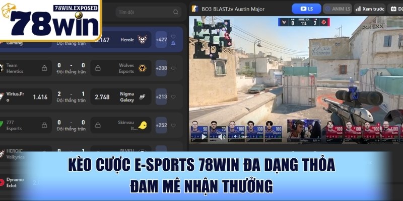 E-sports 78WIN - Đấu trường cược thể thao điện tử đỉnh cao 3 Kèo cược E-sports 78WIN đa dạng thỏa đam mê nhận thưởng