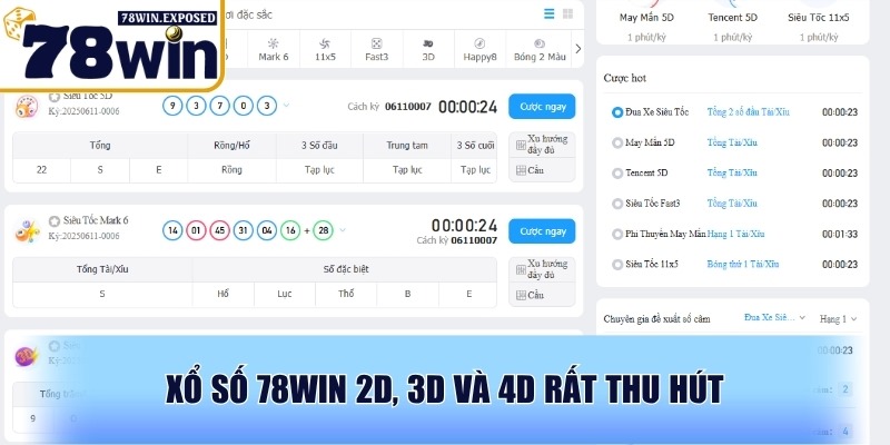 Xổ số 78WIN - Đa dạng thể loại, minh bạch kết quả mỗi ngày 2 Xổ số 78WIN 2D, 3D và 4D rất thu hút